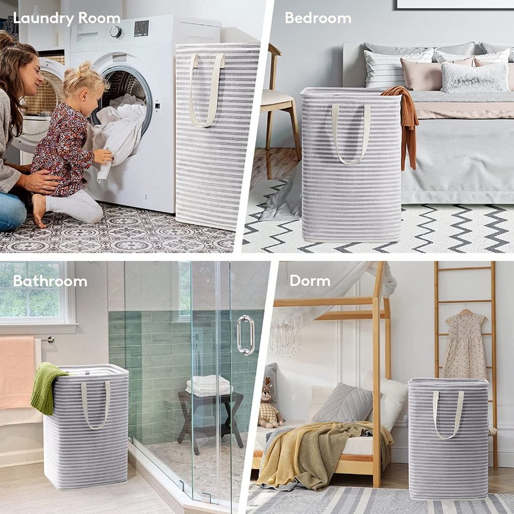 Brand New Laundry Hamper, Large Storage Bin & Waterproof Basket White Canvas 72L - Picture 8 of 8